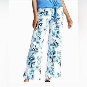 Tommy Bahama women’s Sz 0 Waterfall 100% Linen Floral Wide Leg Pant NWOT